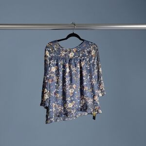 NWOT Size Large Allegra K Blue Floral Blouse